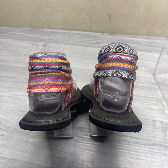 Sanuk Multicolor Geometric Fabric Yoga Mat Thong Sling Back Sandal Womens Size 8 - Picture 5 of 11